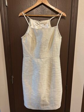 NWT Paper Crown Anthropologie Sleeveless Ivory and Gold Cocktail Dress S/M